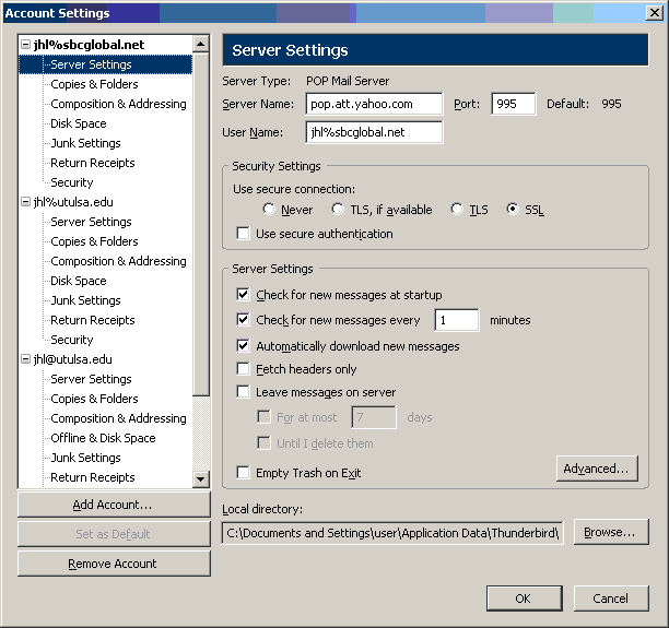 Server settings